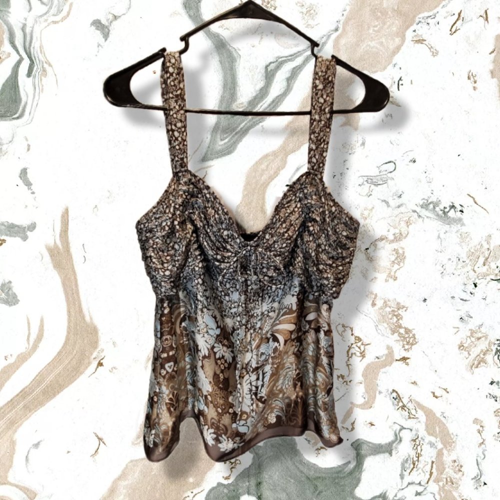 Ann Taylor size 8 brown & blue wide-strap camisole, EUC